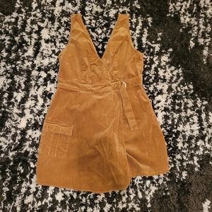 Brown Cordoroy Romper Dress